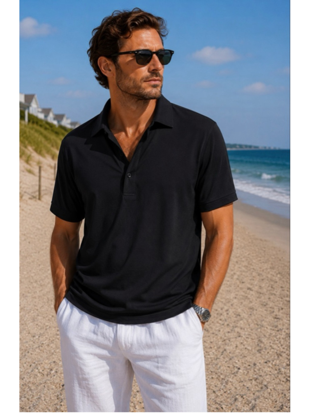 New Men's Collars & Co. Black Dress Collar Polo M